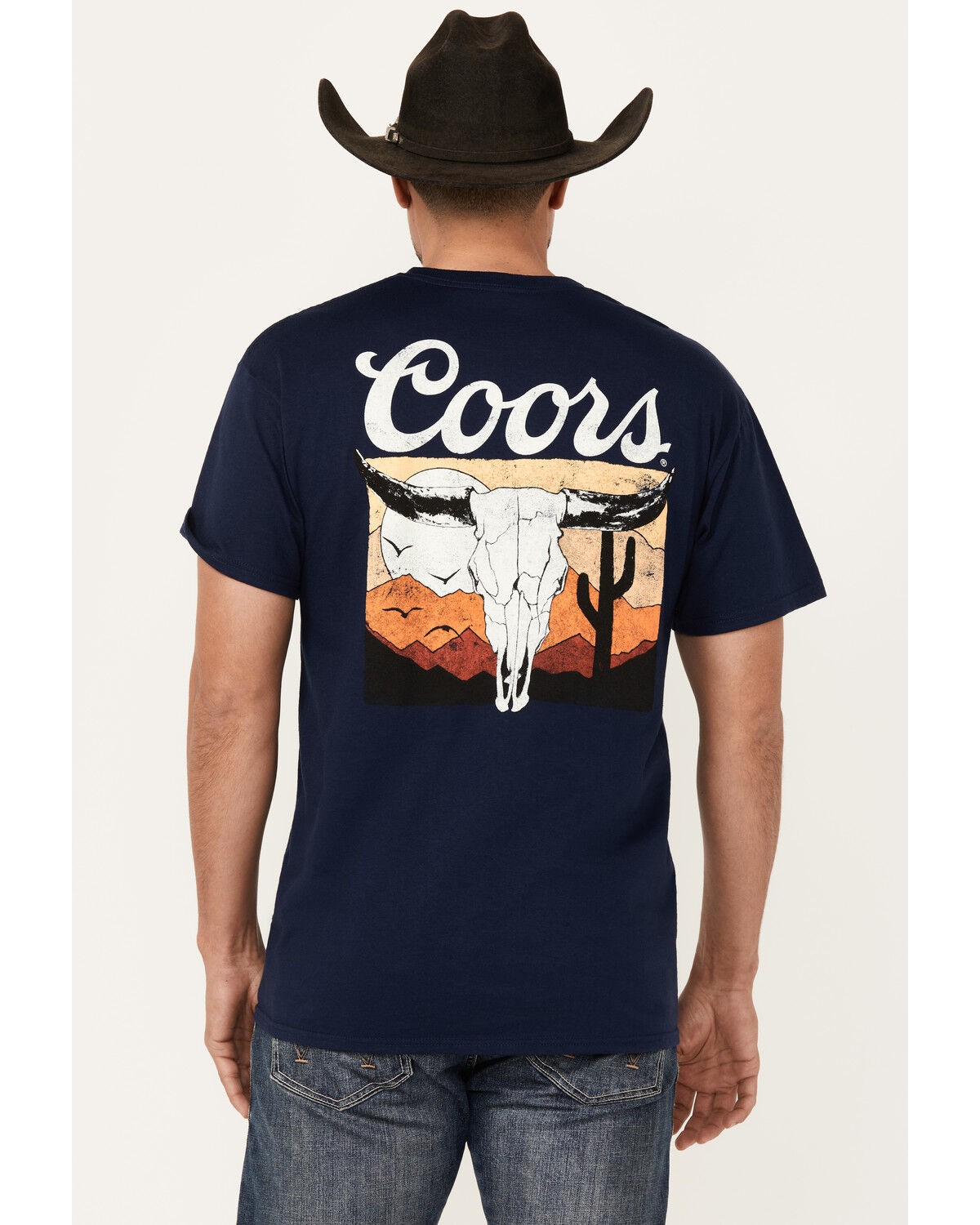 Image #1 - Coors Men's Boot Barn Exclusive Logo Steer Head Short Sleeve Graphic T-Shirt, Navy, hi-res