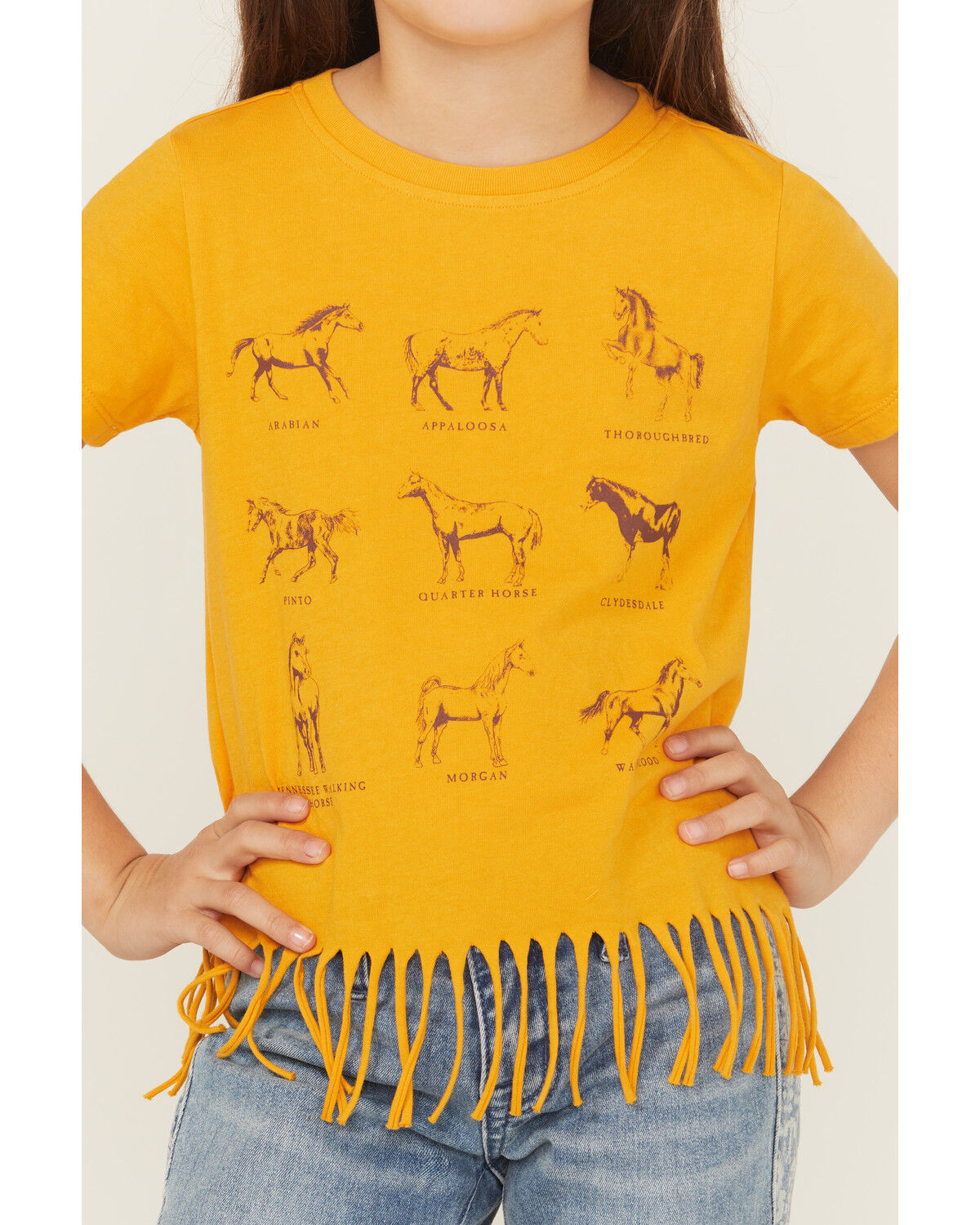 Image #2 - Shyanne Girls' Horse Breeds Short Sleeve T-Shirt, Gold, hi-res