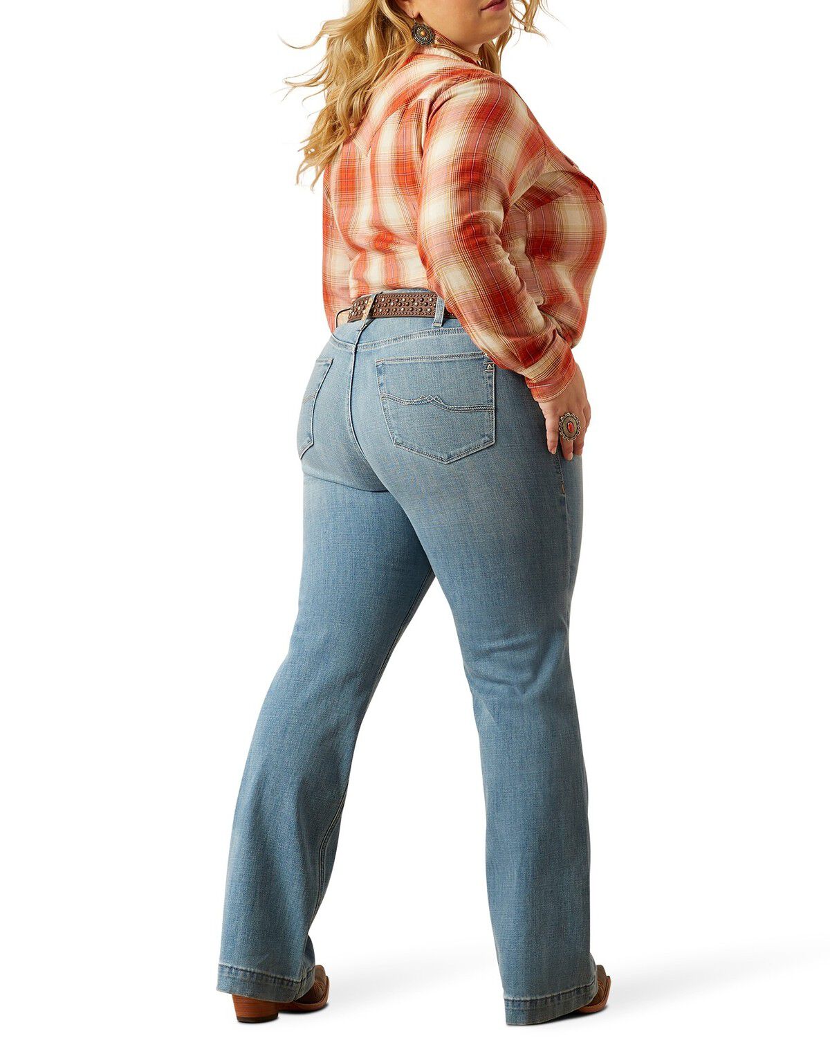 Image #1 - Ariat Women's Zoe Medium Wash Mid Rise Trouser Stretch Denim Jeans - Plus, Medium Wash, hi-res
