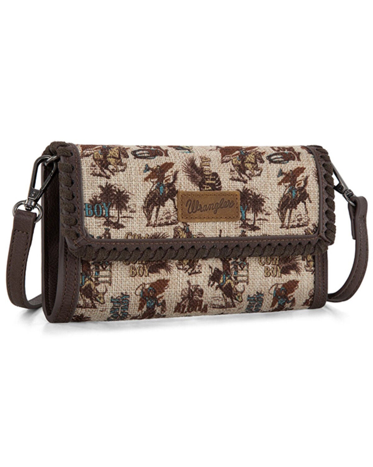 Image #2 - Wrangler Women's Retro Cowboy Print Crossbody Bag, Tan, hi-res