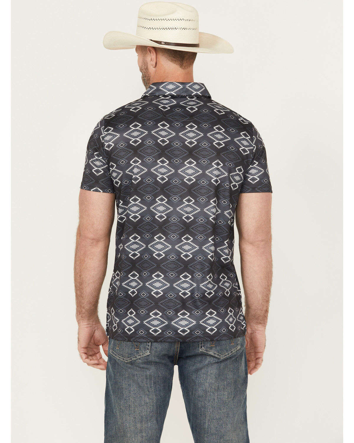 Image #4 - Rock & Roll Denim Men's Southwestern Striped Short Sleeve Button-Down Polo, Black, hi-res