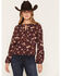 Image #1 - Idyllwind Women's Lynnbrook Floral Print Long Sleeve Blouse, Wine, hi-res