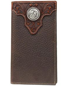 Ariat Tooled Overlay & Concho Rodeo Wallet, Brown, hi-res