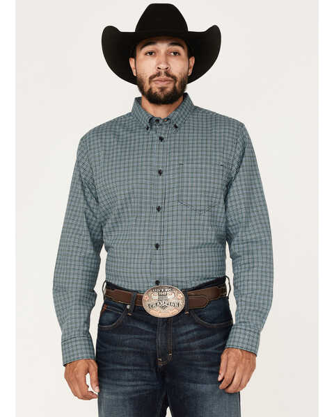 Image #2 - Cody James Men's Small Plaid Button Down Western Shirt , Green, hi-res
