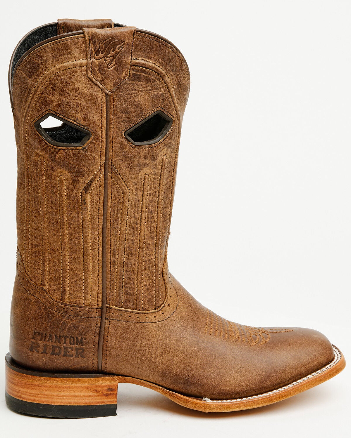 Image #2 - Phantom Rider Men's Roper Western Boots - Broad Square Toe, Caramel, hi-res