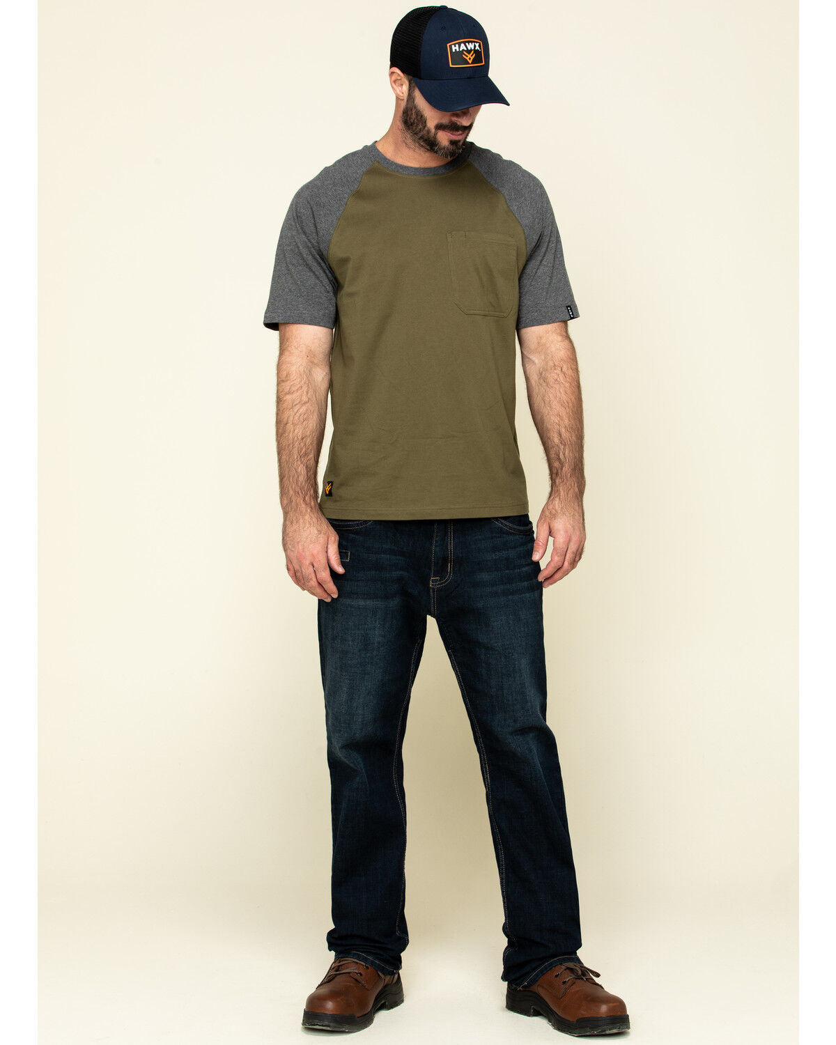Image #6 - Hawx Men's Olive Midland Short Sleeve Baseball Work T-Shirt, Olive, hi-res