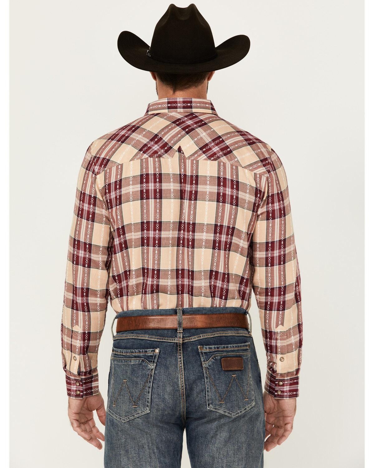 Image #4 - Moonshine Spirit Men's Memory Plaid Print Long Sleeve Snap Western Shirt, Cream, hi-res