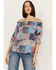 Image #1 - Wild Moss Women's Patchwork Print Off The Shoulder Top, Multi, hi-res