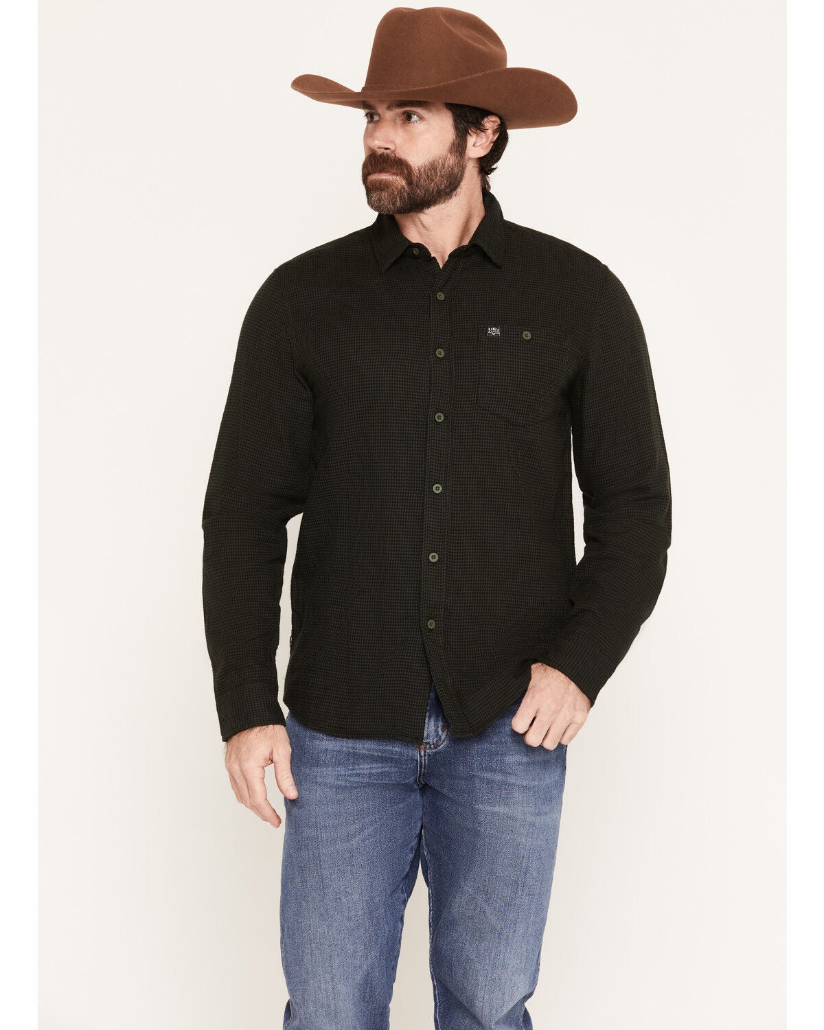 Kimes Ranch Men's Micro Checkered Long Sleeve Button-Down Western Shirt, Green, hi-res