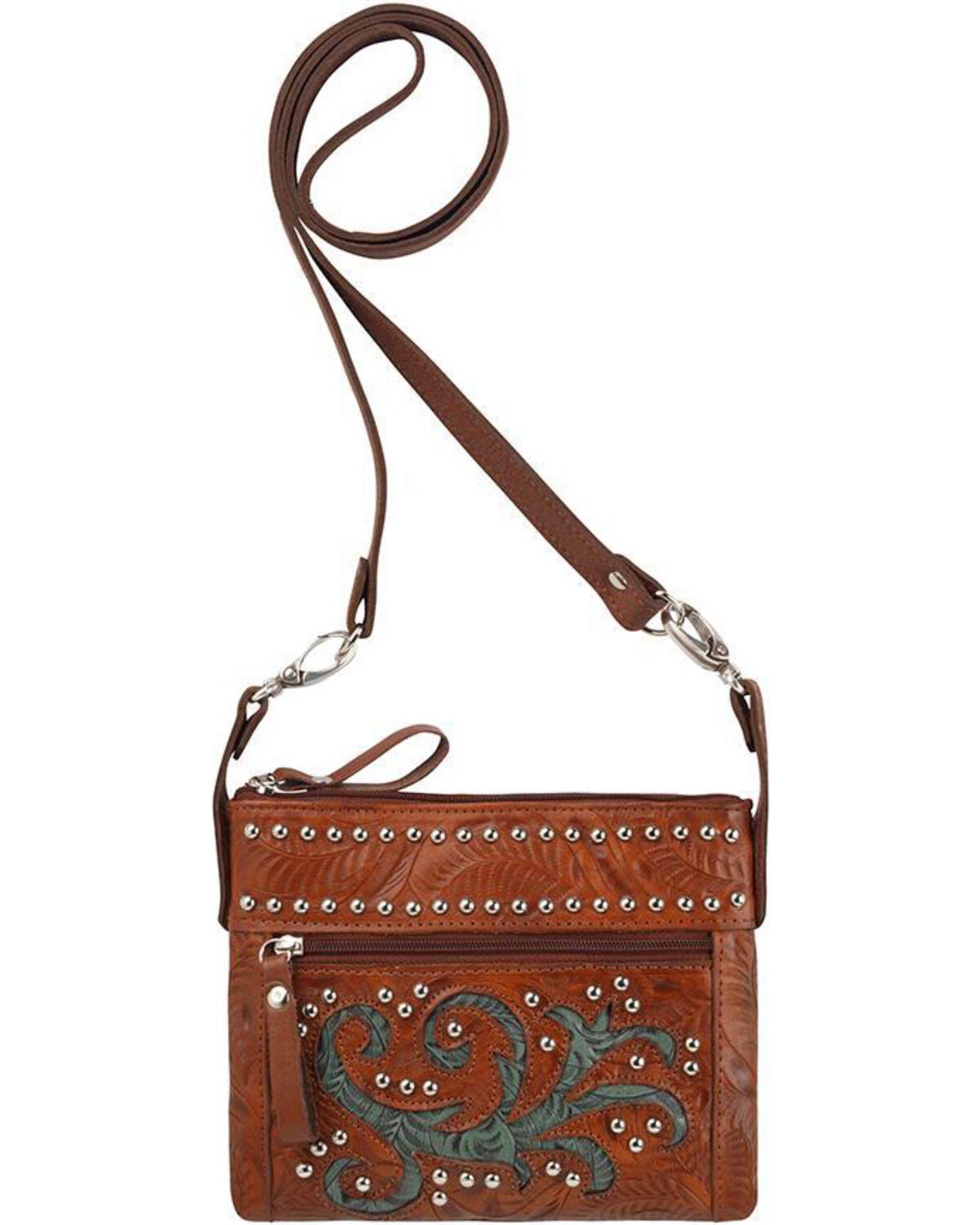 American West Women's Trail Rider Crossbody Bag, Brown, hi-res