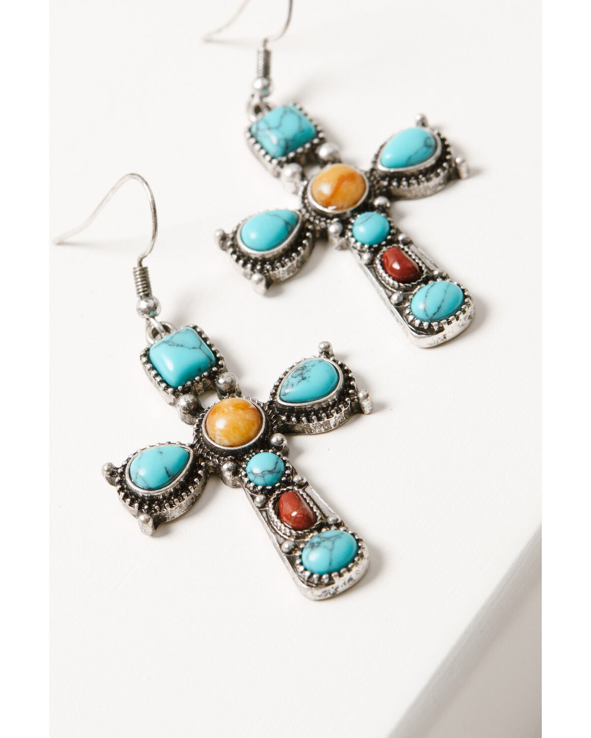 Image #2 - Shyanne Women's Retro Revival Cross Earrings, Silver, hi-res