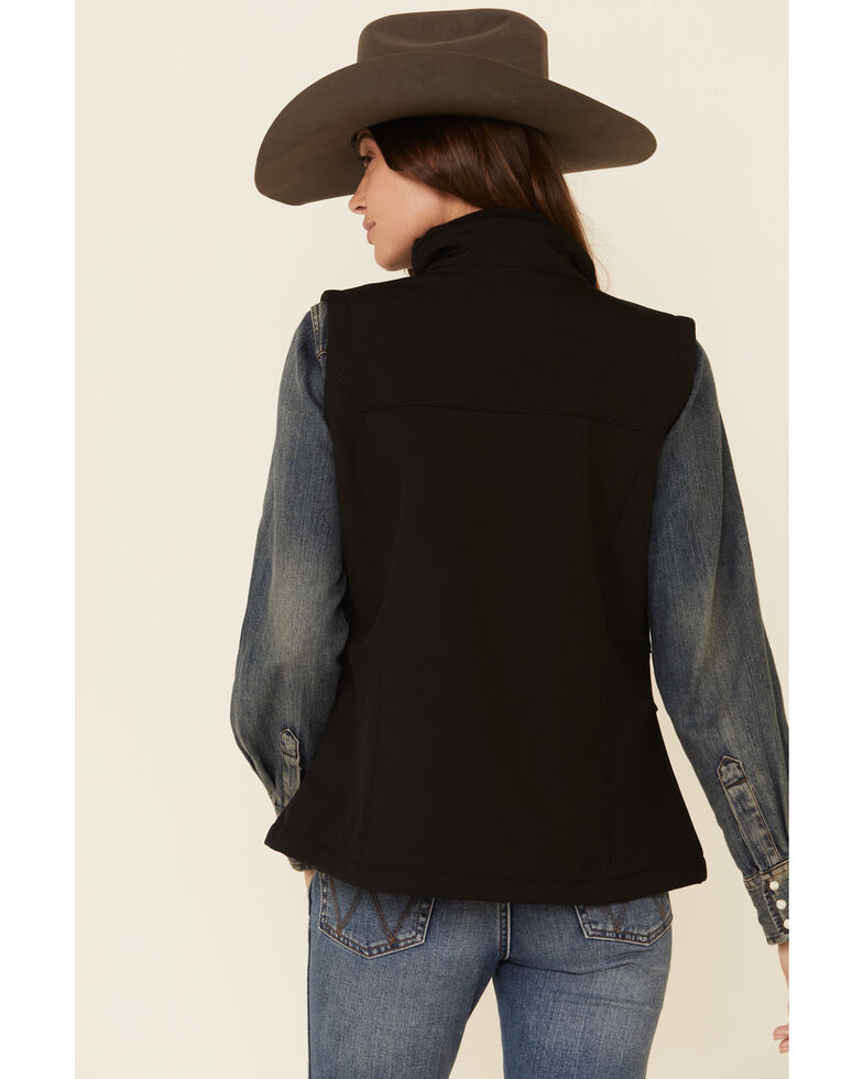 Roper Women's Black Softshell Bonded Fleece Lined Vest, Black, hi-res