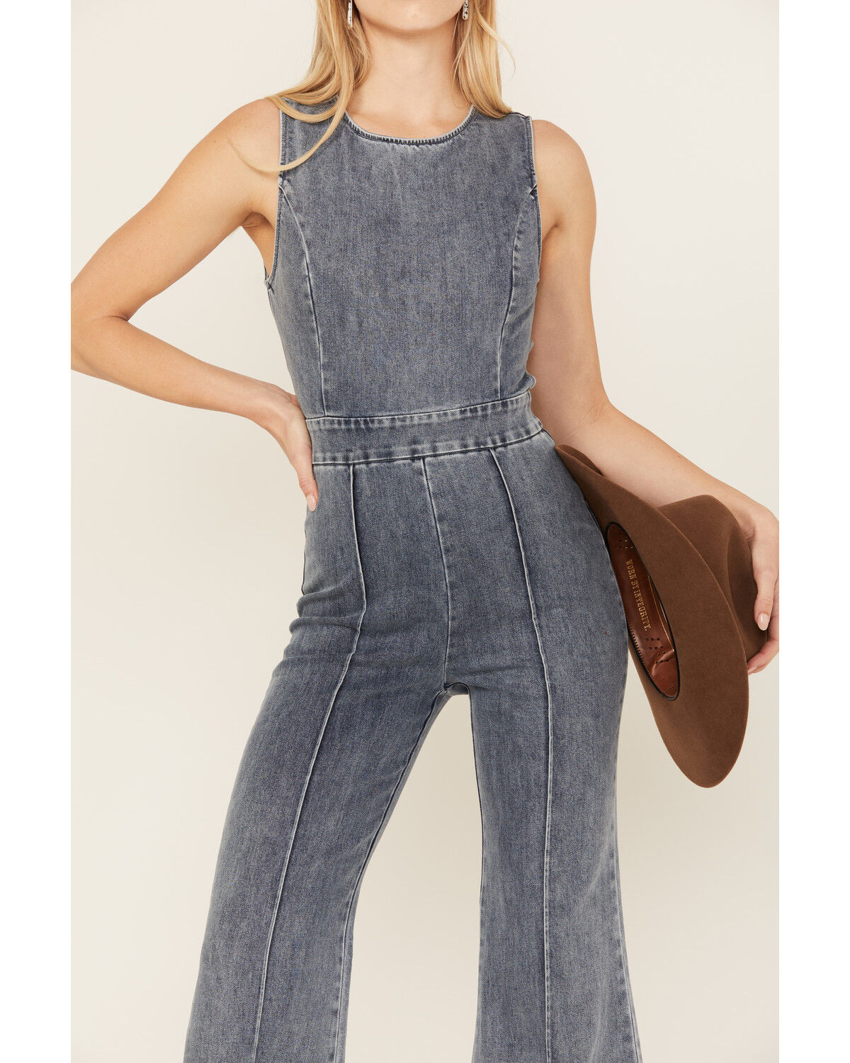 Image #3 - Flying Tomato Women's It's Another Day Light Denim Jumpsuit, Blue, hi-res