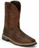 Justin Men's Carbide Western Work Boots - Composite Toe, Brown, hi-res