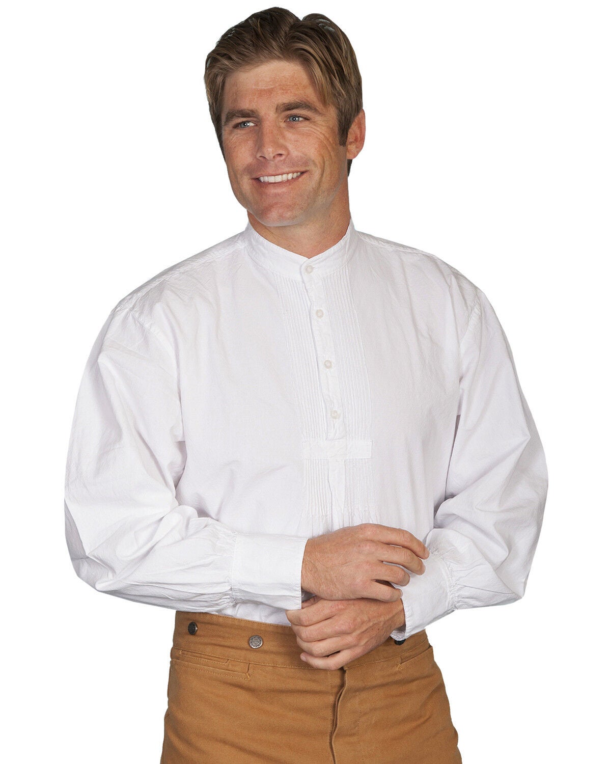 RangeWear by Scully Men's Pleated Front Pullover Western Shirt - Big & Tall, White, hi-res
