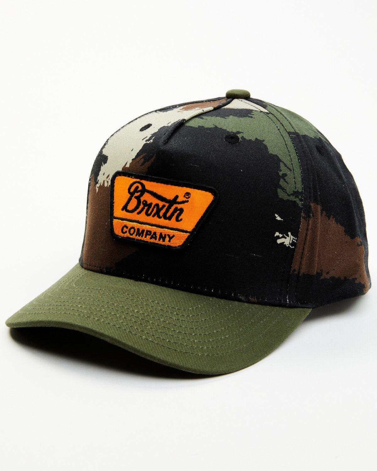 Brixton Men's Linwood Camo Print Ball Cap, Olive, hi-res