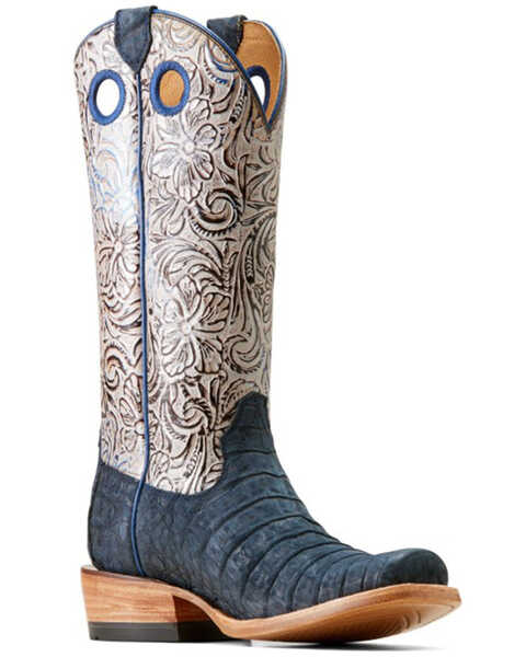 Ariat Women's Futurity Boon Exotic Caiman Western Boots - Square Toe, Blue, hi-res