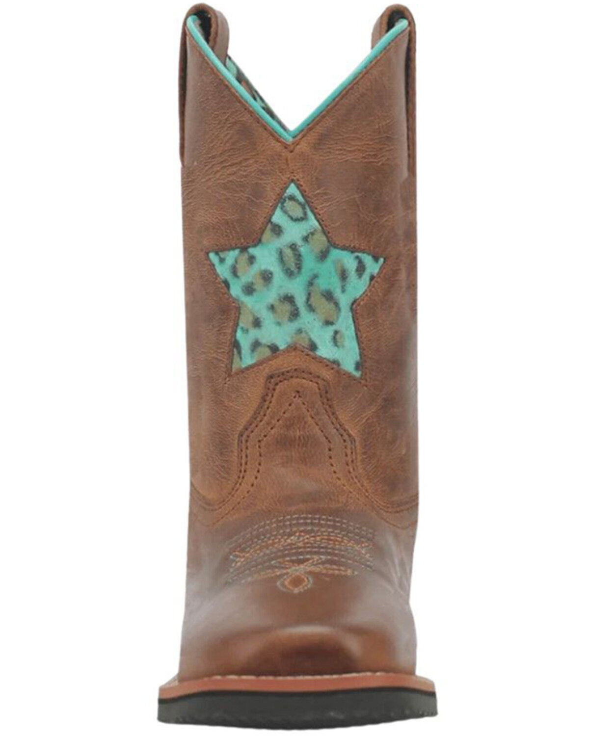 Image #4 - Dan Post Little Girls' Starr Western Boots - Broad Square Toe, Brown, hi-res