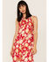 Image #2 - Band of the Free Women's Power of Peace Floral Print Halter Midi Dress, Red, hi-res