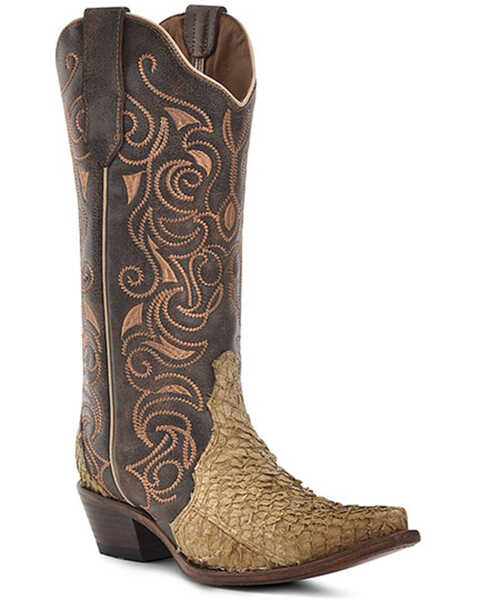 Corral Women's Exotic Fish Western Boots - Snip Toe , Sand, hi-res