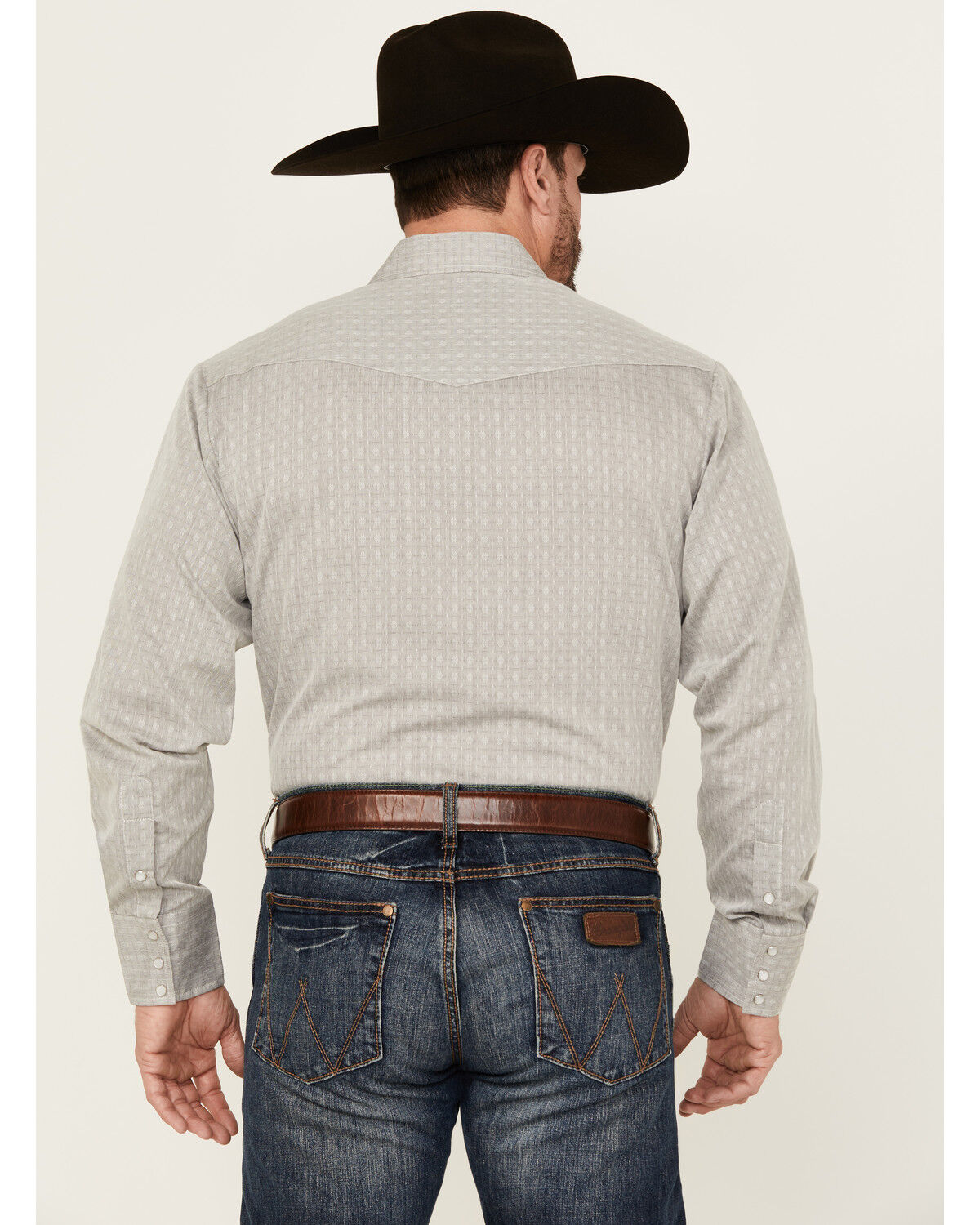 Image #4 - Roper Men's Abstract Print Long Sleeve Pearl Snap Western Shirt, Grey, hi-res