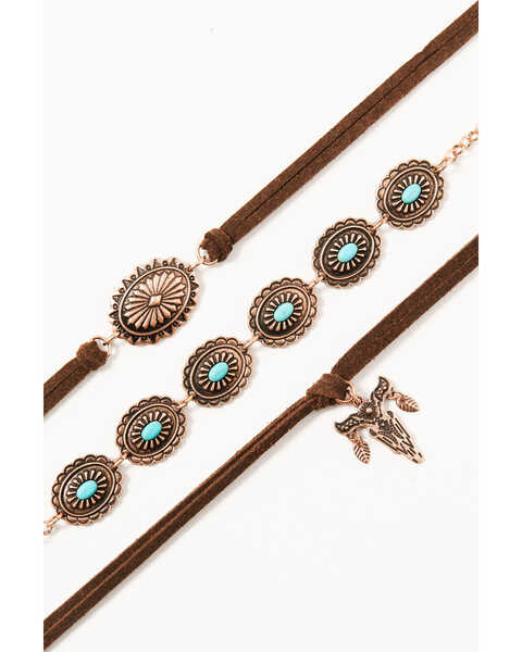 Image #1 - Shyanne Women's 3-piece Copper Concho & Longhorn Choker Necklace Set, Rust Copper, hi-res
