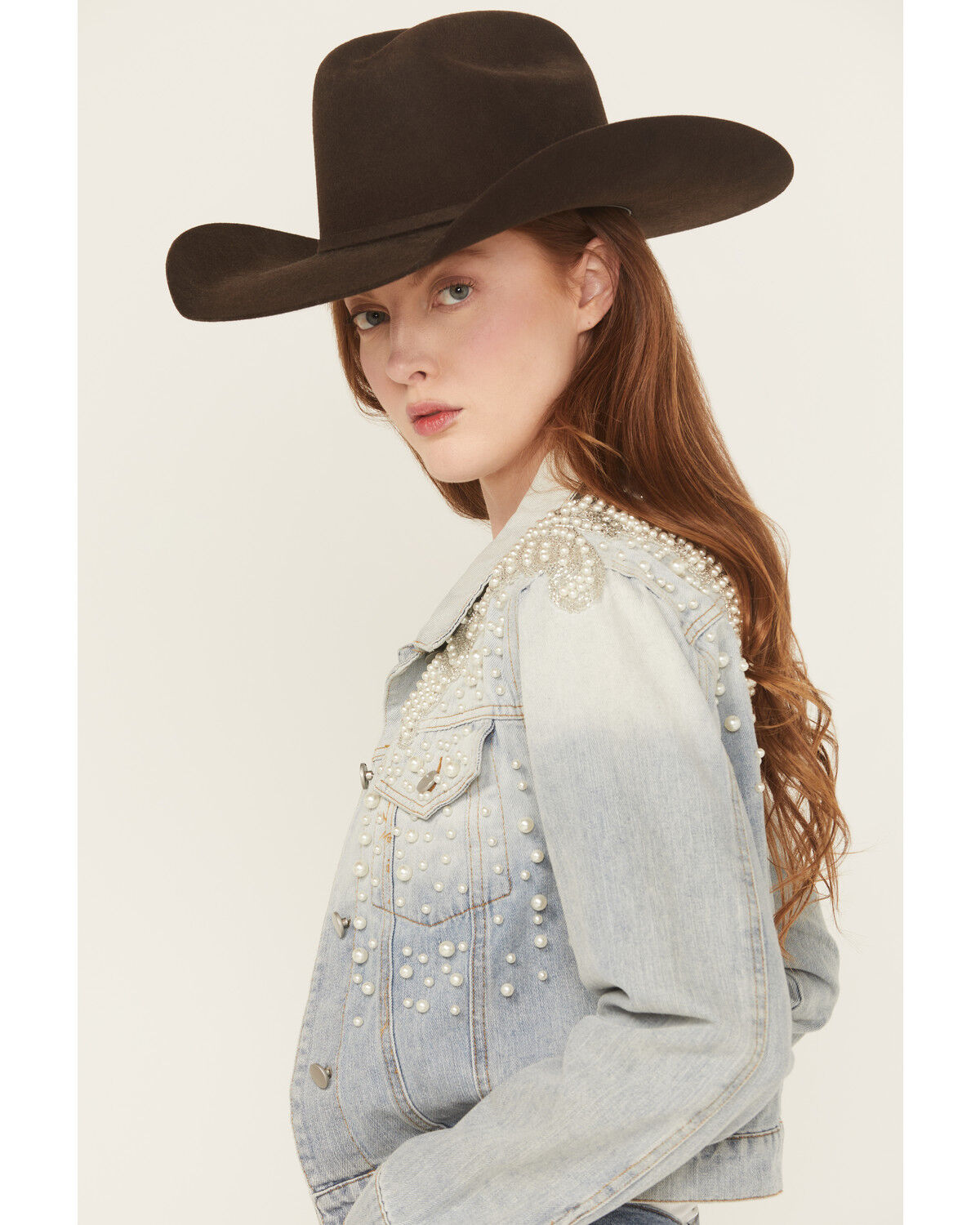 Image #2 - Saints & Hearts Women's Light Wash Embellished Denim Jacket, Light Wash, hi-res