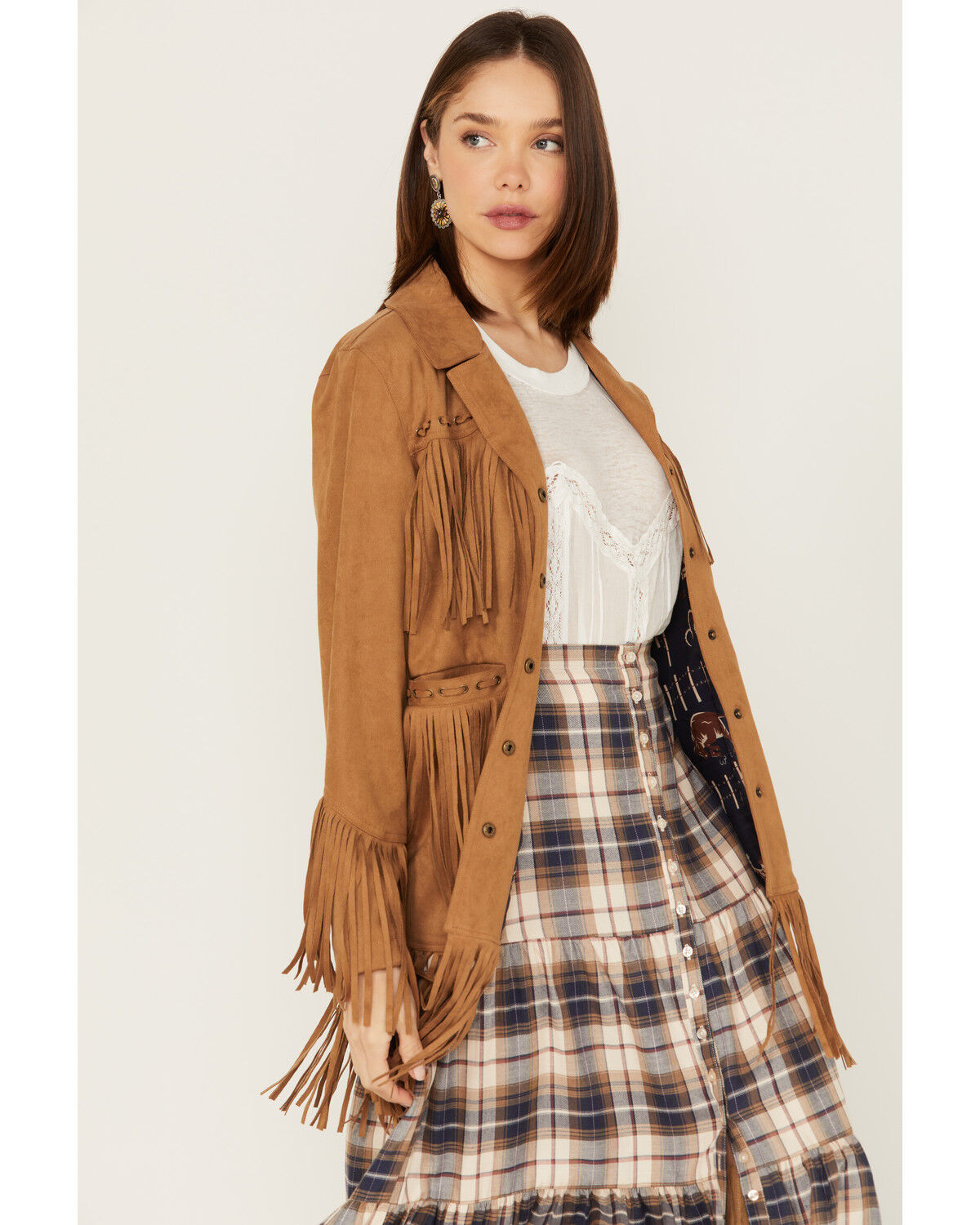 Image #2 - Powder River Outfitters Women's Suede Fringe Snap Jacket, , hi-res