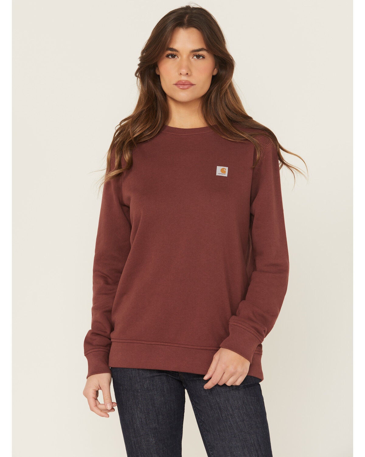 Carhartt Women's TENCEL&trade; Fiber Series Relaxed Fit Graphic Sweatshirt, Wine, hi-res