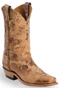Justin Men's Distressed Cowboy Boots - Square Toe, Tan, hi-res