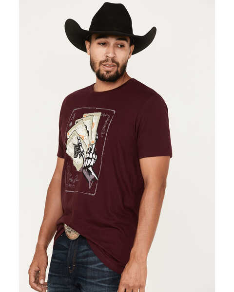 Cody James Hand Cards Graphic T-Shirt, Burgundy, hi-res