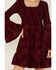 Image #3 - Wild Moss Women's Floral Smocked Tiered Long Sleeve Mini Dress, Wine, hi-res