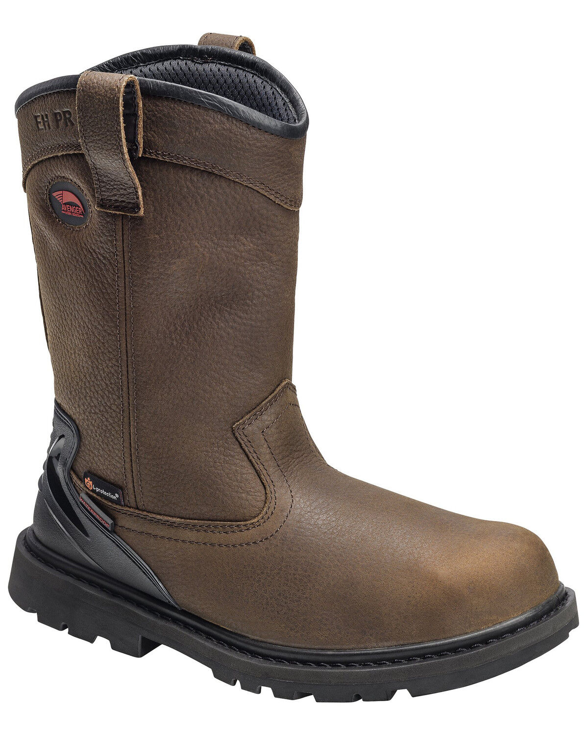 Image #1 - Avenger Men's Waterproof Western Work Boots - Soft Toe, Brown, hi-res