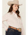 Image #2 - Ariat Women's Kirby Stretch Star Print Button-Down Long Sleeve Western Shirt - Plus, White, hi-res