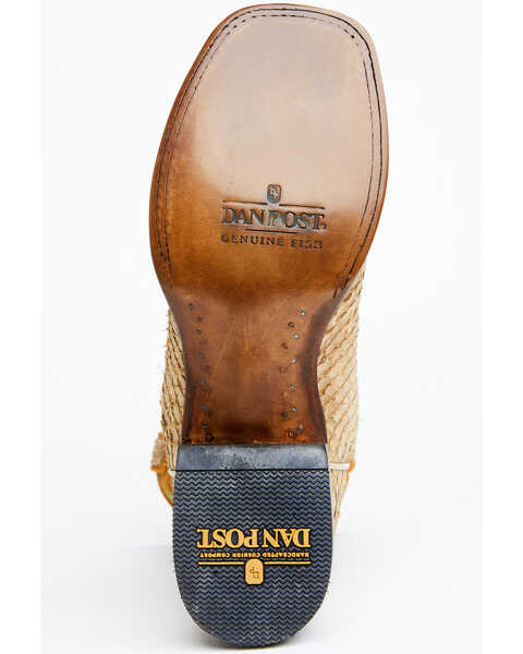 Image #7 - Dan Post Men's Exotic Sea Bass Skin Western Boots - Broad Square Toe, Brown, hi-res