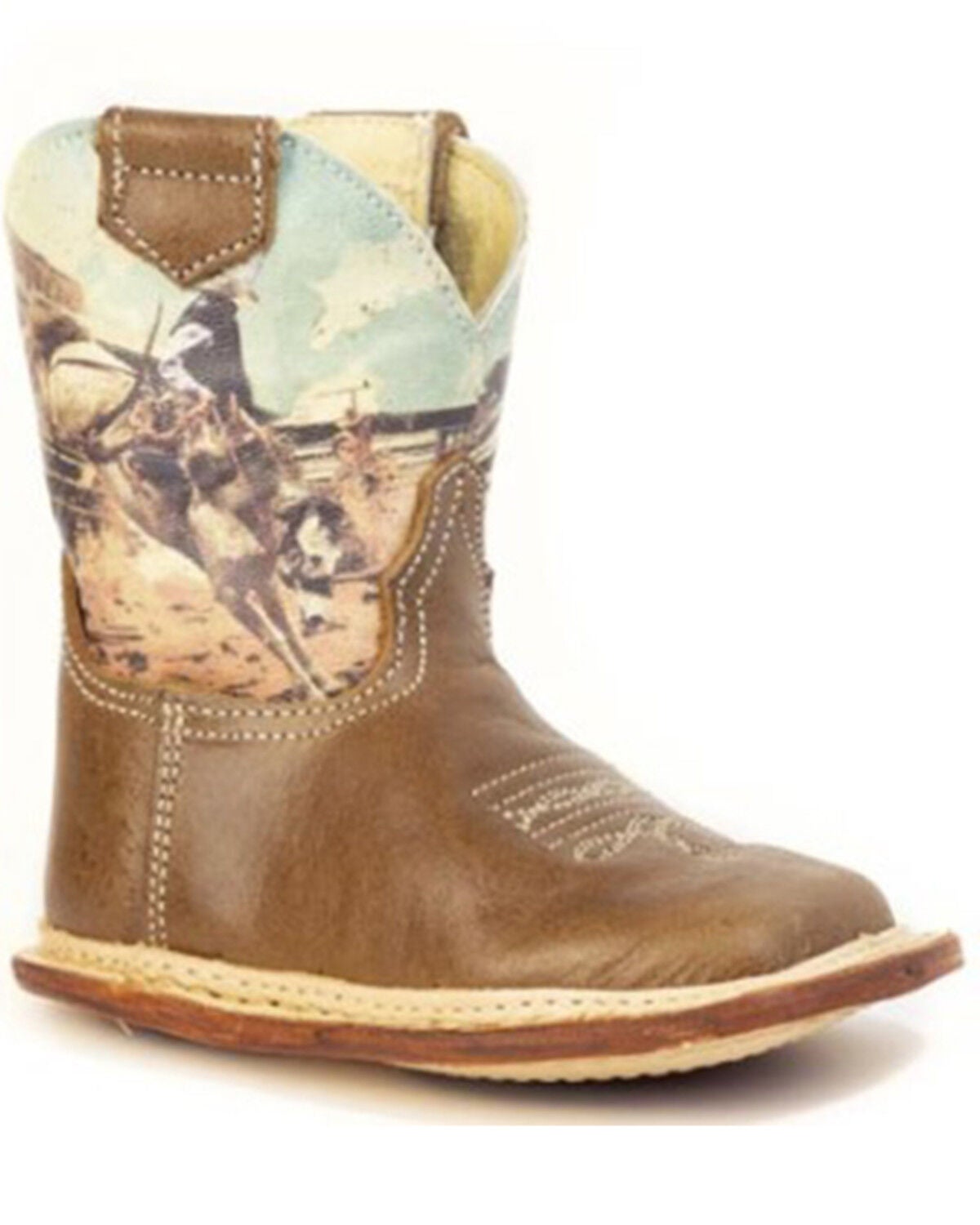 Image #1 - Roper Infant Boys' Rodeo Bronc Western Boots - Broad Square Toe, Brown, hi-res