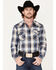 Image #1 - Pendleton Men's Bishop Large Ombre Plaid Long Sleeve Western Shirt, Navy, hi-res