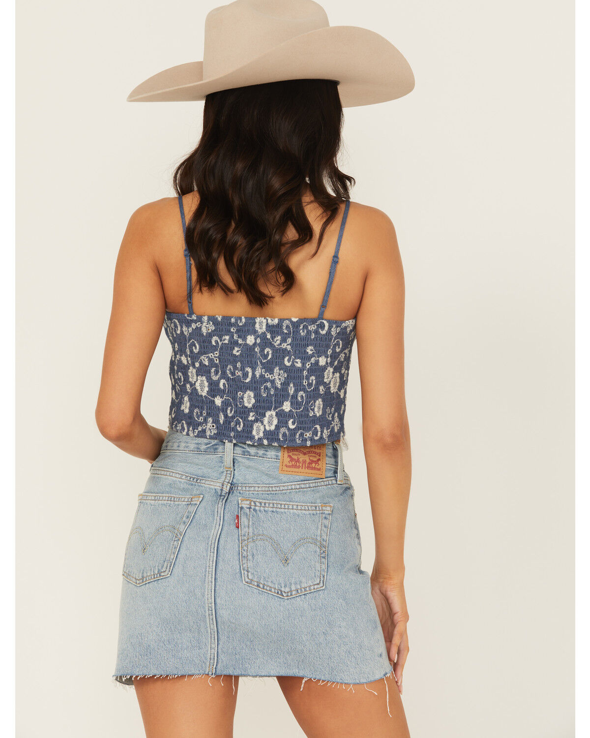 Image #4 - Shyanne Women's Embroidered Denim Corset, Blue, hi-res