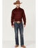 Image #2 - RANK 45® Men's Performance Twill Logo Long Sleeve Button-Down Western Shirt , Burgundy, hi-res