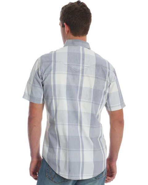 Image #2 - Wrangler Retro Men's Plaid Print Premium Long Sleeve Western Shirt , Grey, hi-res