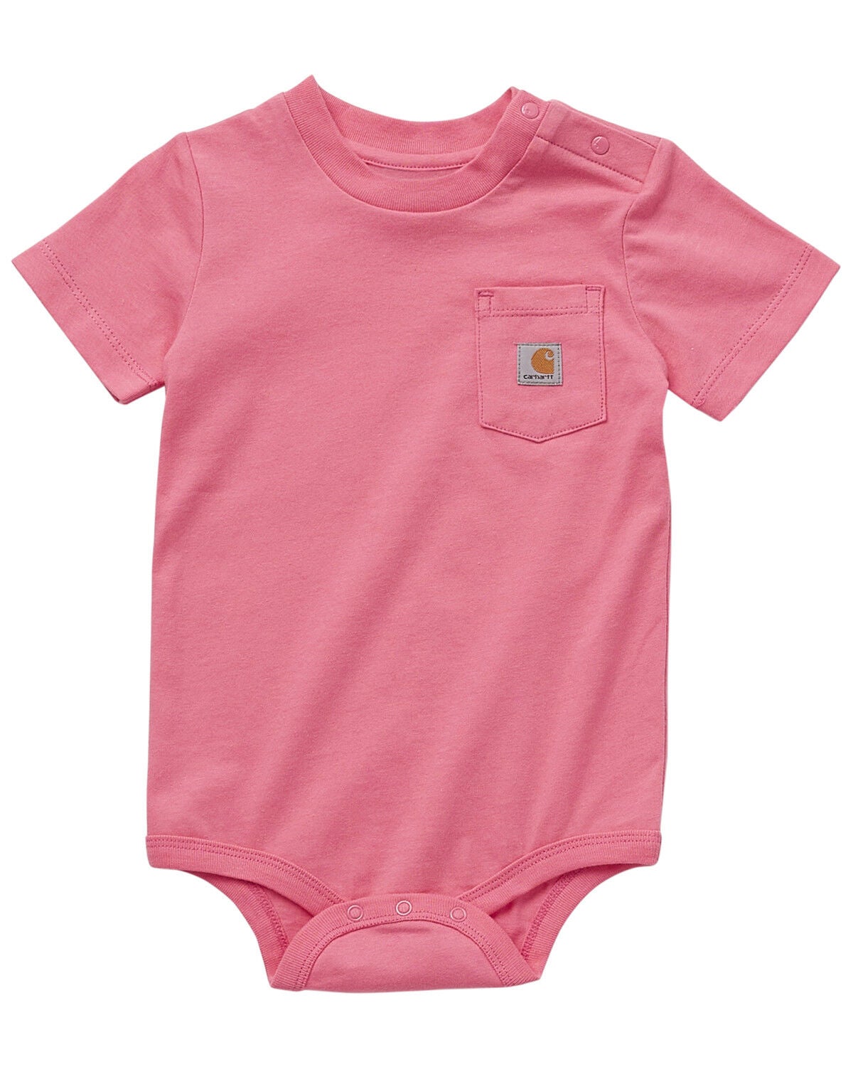 Image #1 - Carhartt Infant Girls' Short Sleeve Pocket Onesie, Pink, hi-res