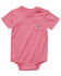Image #1 - Carhartt Infant Girls' Short Sleeve Pocket Onesie, Pink, hi-res