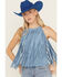 Image #2 - Idyllwind Women's Madie Faux Suede Fringe Tank, Steel Blue, hi-res