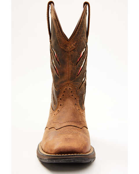 Image #4 - Shyanne Women's Xero Gravity Lite Mexican Flag Western Performance Boots - Broad Square Toe, Brown, hi-res