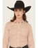 Image #1 - Ariat Women's Malia Striped Print Long Sleeve Button-Down Stretch Western Shirt, Orange, hi-res