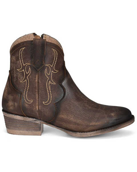 Image #2 - Circle G Women's Embroidered Tobacco Fashion Booties - Round Toe, Dark Brown, hi-res