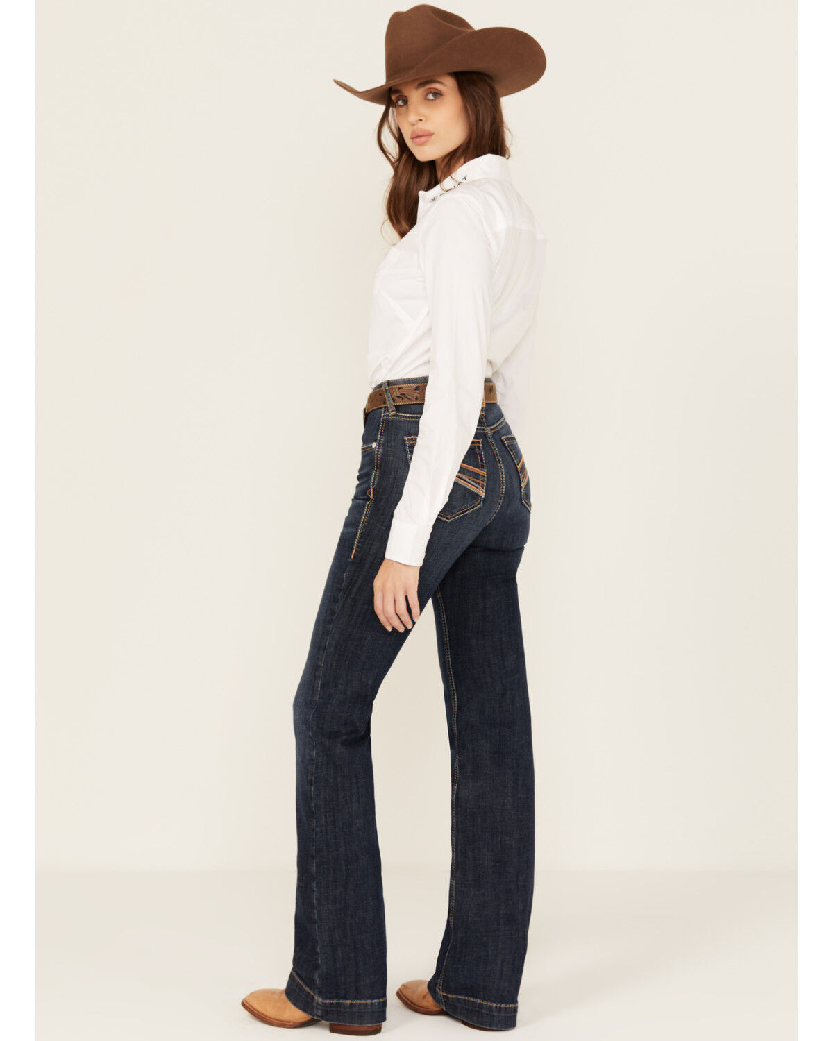 Image #3 - Ariat Women's Kimber Dark Wash High Rise Slim Trouser Stretch Denim Jeans, Dark Wash, hi-res