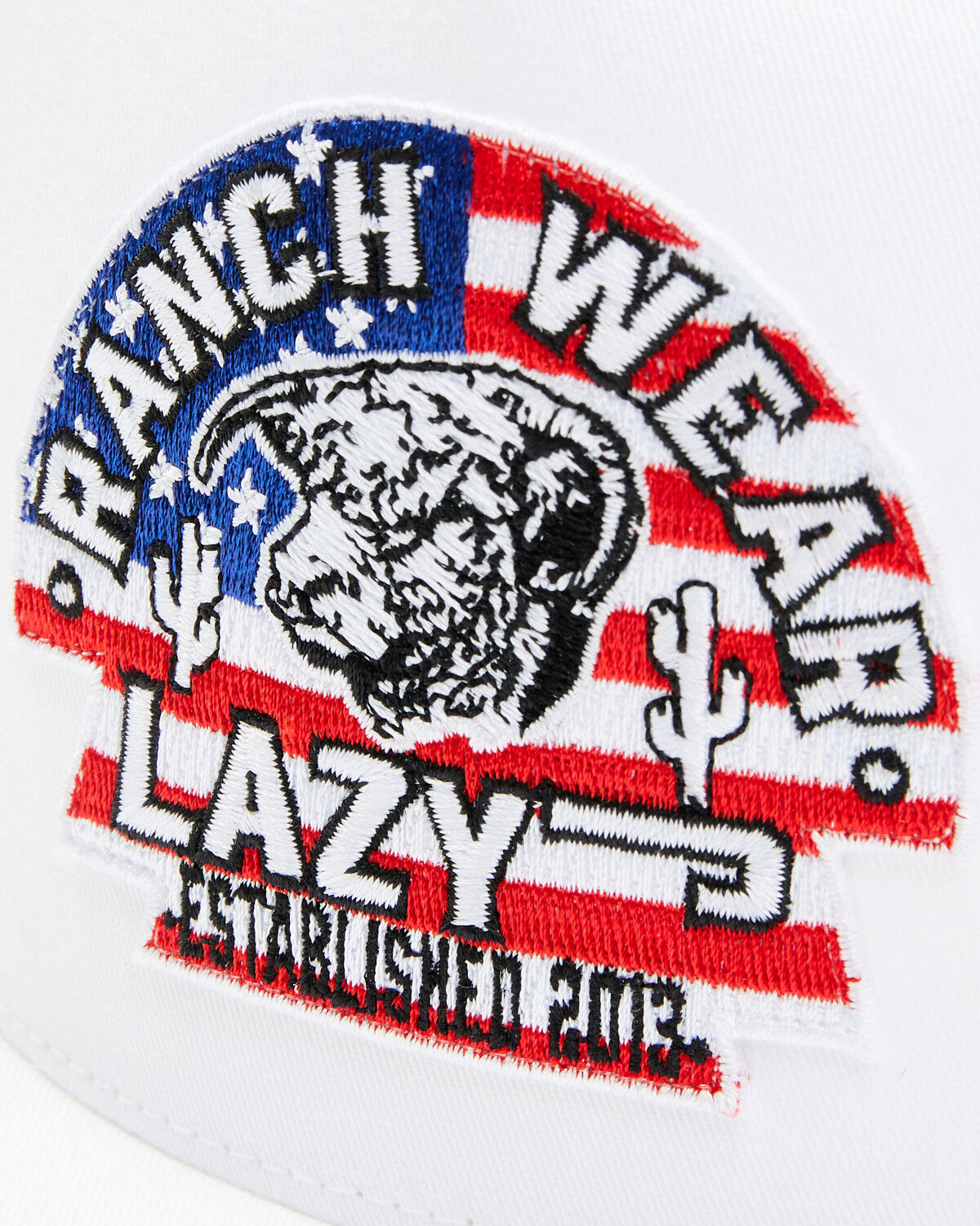 Image #2 - Lazy J Ranchwear Men's USA Patch Ball Cap, White, hi-res