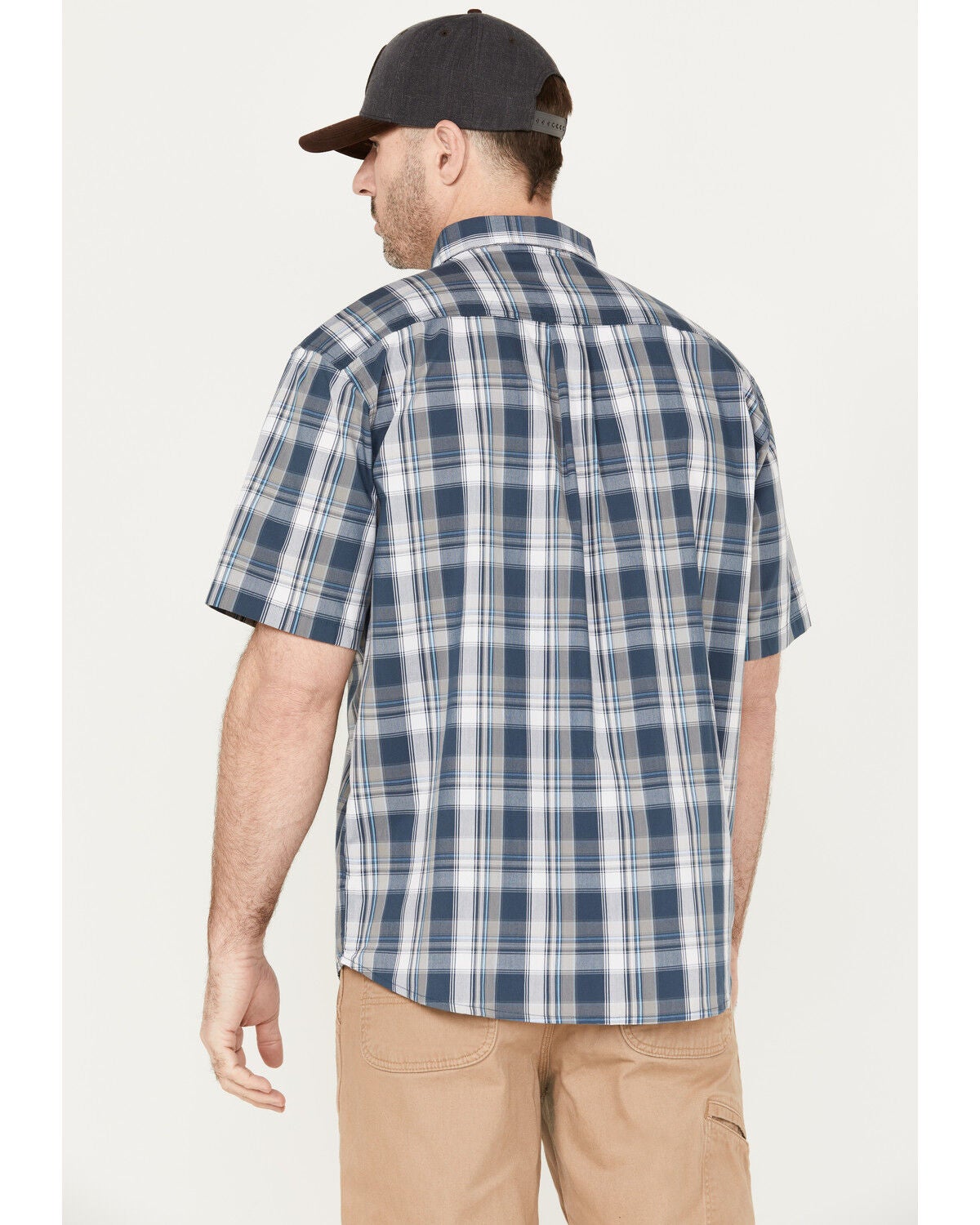 Image #4 - Dickies Men's Plaid Print Relaxed Fit Flex Short Sleeve Button-Down Work Shirt, Blue, hi-res