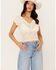 Image #1 - Shyanne Women's Flutter Sleeve Lace Crop Top, Cream, hi-res